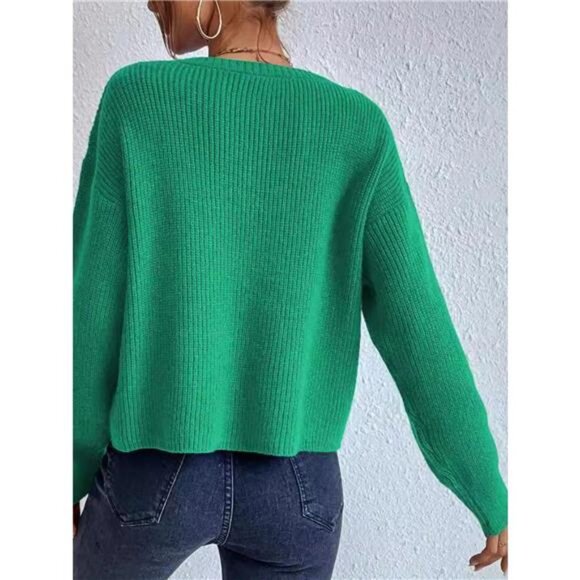 Ribbed Knit Dropped Shoulder Sweater - Picture 9 of 15